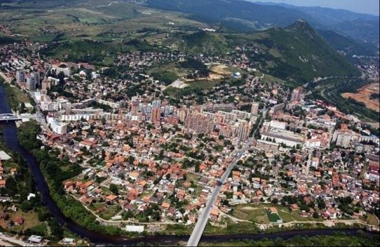 Aerial view of Mitrovica, Kosovo