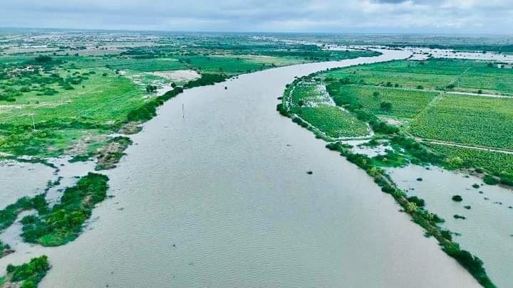 A view of old course of Hakro River after the monsoon 2024 rains in Sindh 