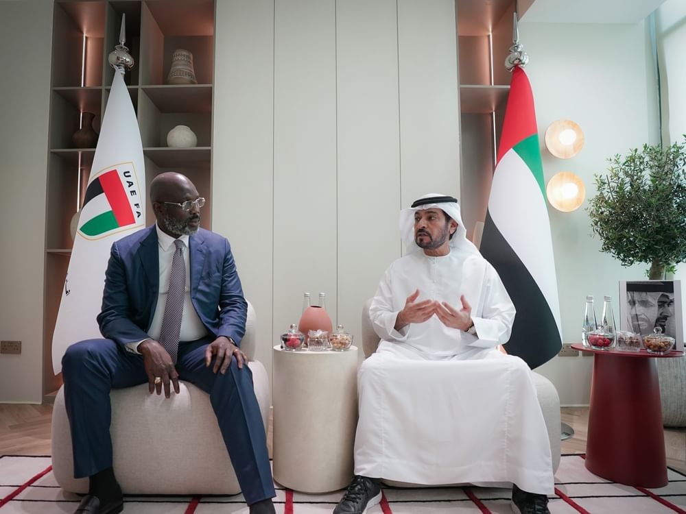 Sheikh Hamdan bin Mubarak Al Nahyan and George Weah