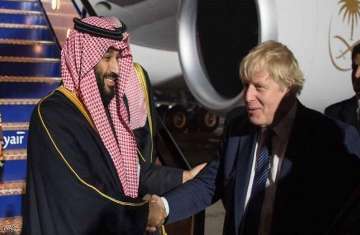وزير الخارجية البريطاني لدى استقباله ولي العهد السعودي