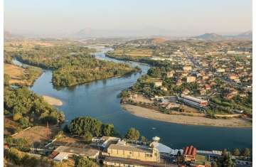 Drini River flowing in Shkodër