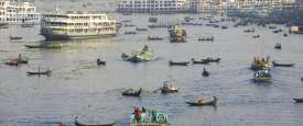 Boat traffic in Buriganga River, Dhaka