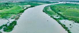 A view of old course of Hakro River after the monsoon 2024 rains in Sindh 